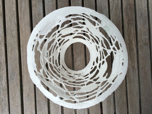 Porcelain light shade with lattice work and fish forms